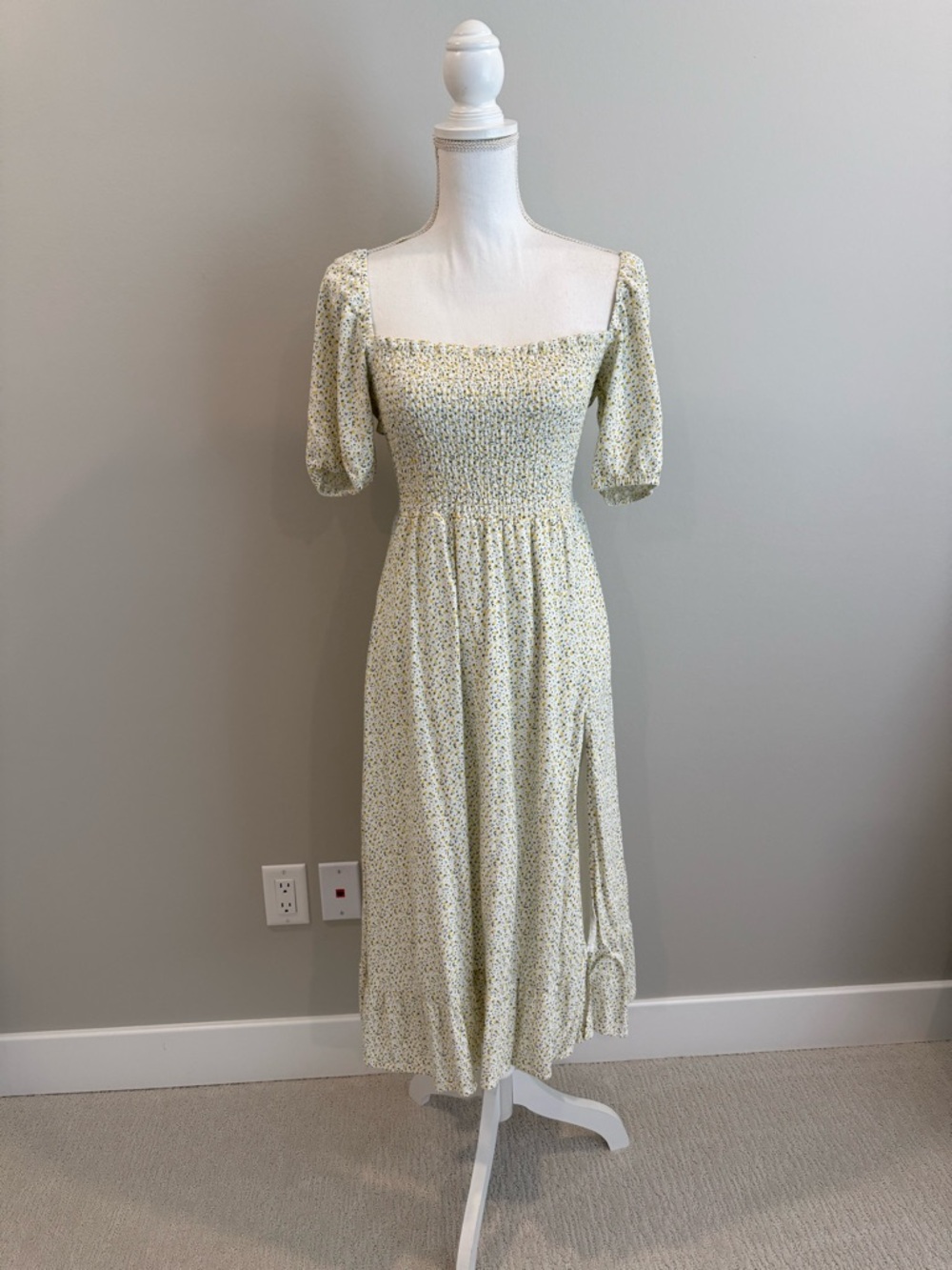 O.P.T smocked floral midi dress spring small